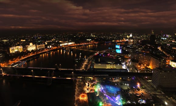 Night panoramic view over London UK and Thames river