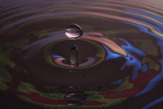 great colourful water drop macro shot