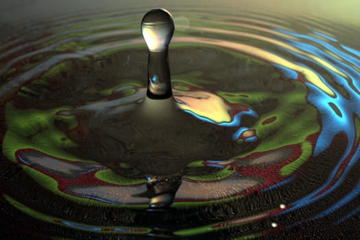 great colourful water drop macro shot