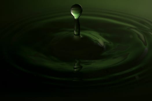 green water drop macro shot