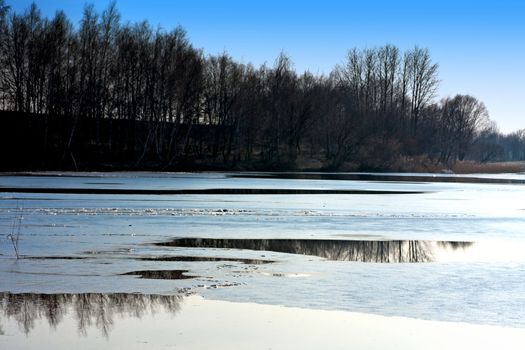 Frozen winter lake