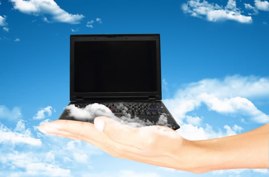 Cloud computing concept on hand.