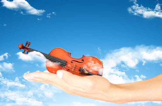 cello on a sky and cloud background