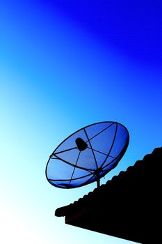 Satellite TV with sunset sky