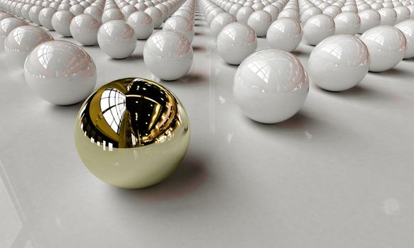 The set of balls on a light background, one stands out