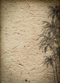 bamboo on old grunge antique paper texture