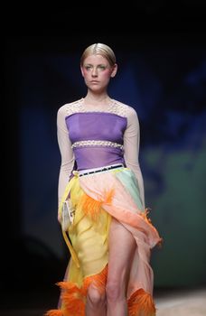 ZAGREB, CROATIA - MARCH 24: Fashion model wears clothes made by Zigman on "CRO A PORTER" show on March 24, 2012 in Zagreb, Croatia.