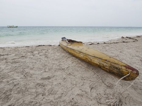 Canoe at a deserted beach in Johor Malaysia