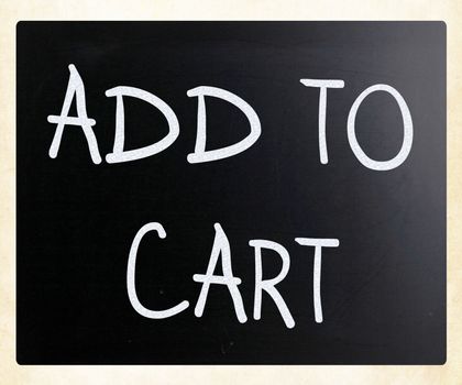 "Add to cart" handwritten with white chalk on a blackboard