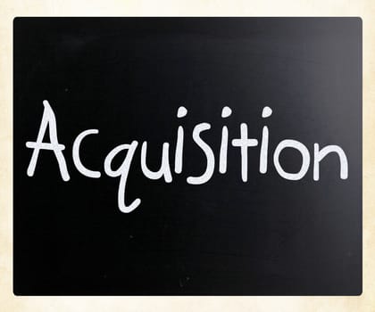 The word "Acquisition" handwritten with white chalk on a blackboard