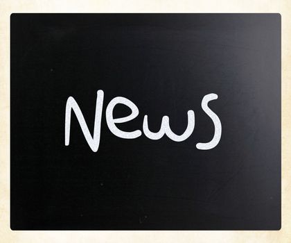 "News" handwritten with white chalk on a blackboard