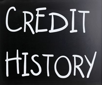 "Credit history" handwritten with white chalk on a blackboard