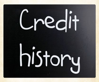 "Credit history" handwritten with white chalk on a blackboard