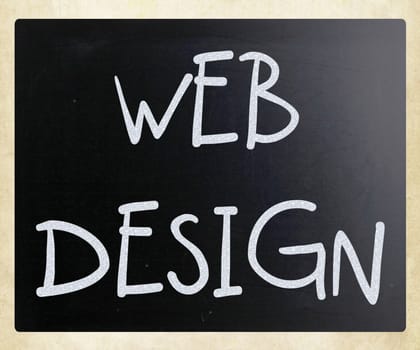 "Web design" handwritten with white chalk on a blackboard
