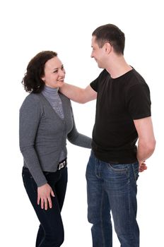 happy couple isolated on the white background