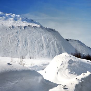 Snow-covered mountains in winte big photo