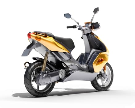 Trendy orange scooter close up on a light background