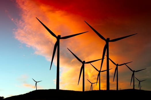 Wind farm silhouette