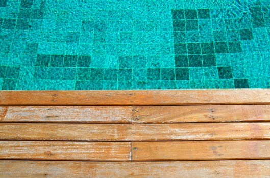 old wood pavement with pool edge background