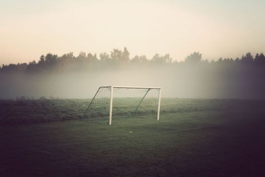 Early morning on the football field in Berlin, where it plays a younger generation.