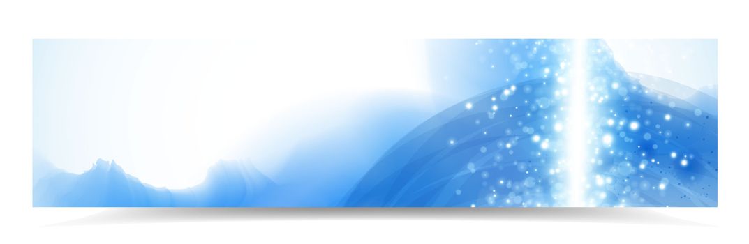 Abstract header with blue watercolor effect and lights,raster illustration