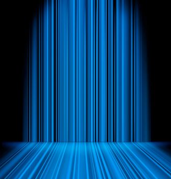 Abstract blue light rays striped wall background