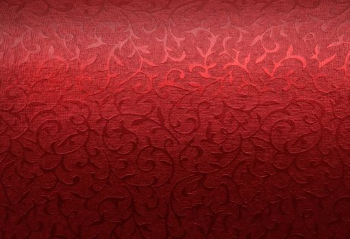 Vivid red Christmas brocade fabric pattern background