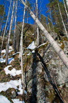 Rock cliff with a blue sky