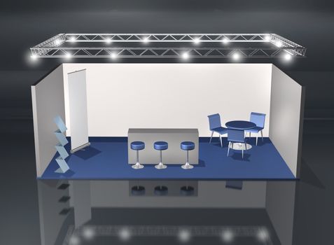 Blank fair stand with lighting truss construction above