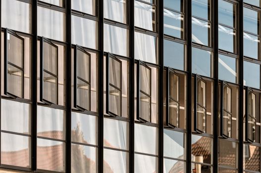 Bauhaus Dessau main building, detail of the windows