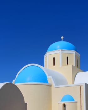 Greek church blue sky background