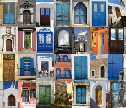 Golorful Greek doors collection compilation 