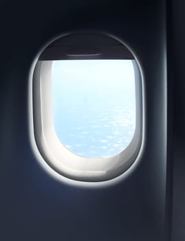 Jet plane interior cabin window sky view