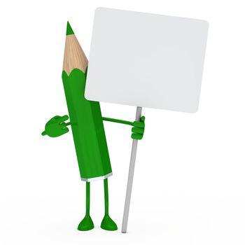 green pencil figure point finger on billboard