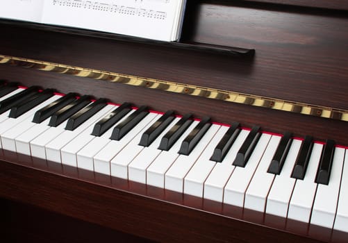 Classic upright piano keyboard black and white