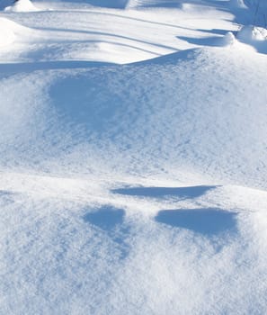 Pure clean white snow formations on cold winter day