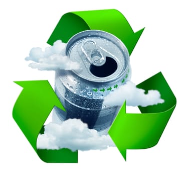 Recycling prevents climate change concept  symbol arrows