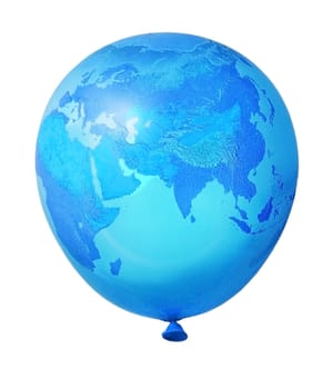 Blue planet Earth world balloon isolated on white background