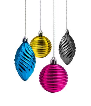 Process cmyk color Christmas decoration glass balls and cones