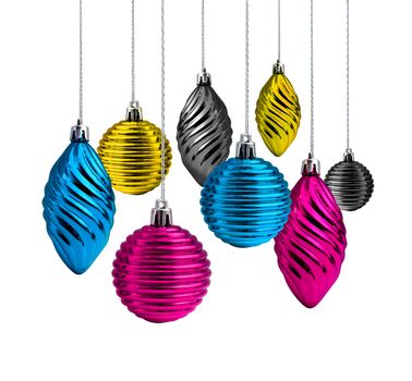 Process cmyk color Christmas decoration glass balls and cones