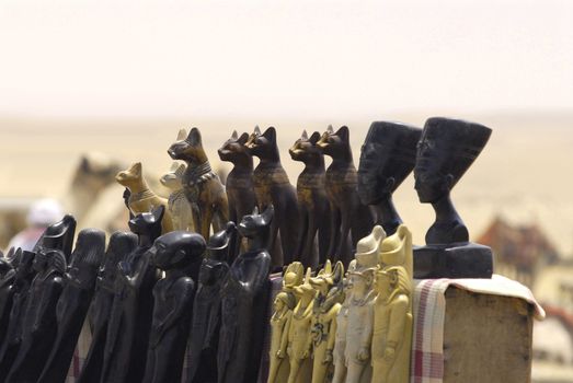 statuettes in the Egypt market near desert