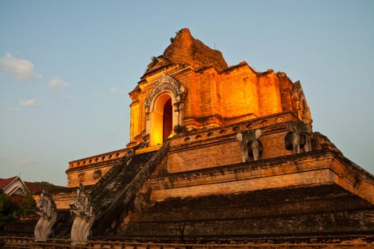 Wonderful Pagoda Wat Chedi Luang Temple, Chiang Mai, Thailand