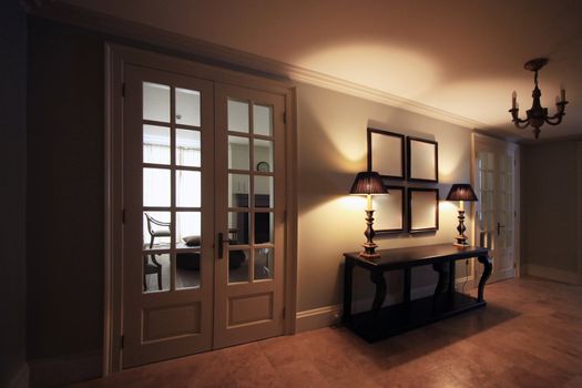 Classical interior with the closed doors