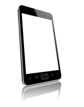 Modern smart phone with blank screen isolated on white. Include clipping path for phone and screen.