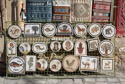 Souvenirs for tourists near roman theater in El-Jem, Tunisia                