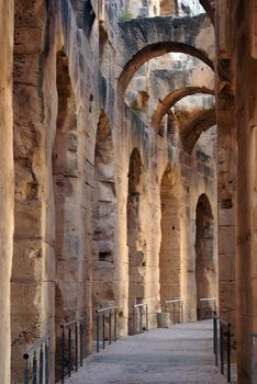 Gallery inside roman theater in El-Jem, Tunisia                