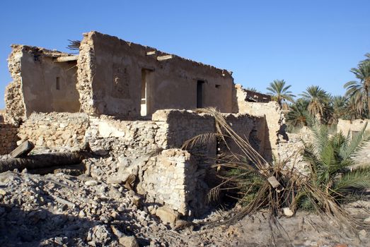 Ruined house in old medina Kebili, Tunisia                 