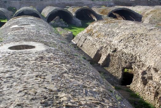 Big old roman cicterns in ruins of Carthage in Tunisia              