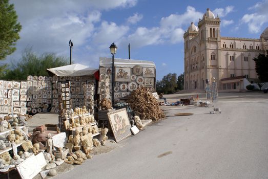 Souvenirs near the road to Carthage museum, Tunisia          