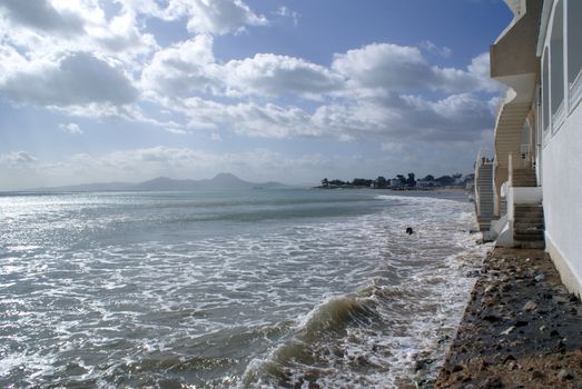 White house on the sea shore in Carthage, Tunisia                